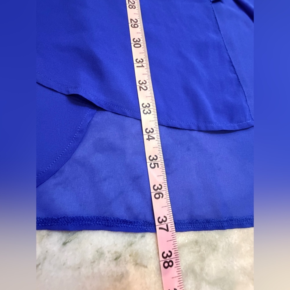 Creation Sheer Blue Button Front Tunic Blouse Longline Shirt 3/4 Sleeve medium - Picture 9 of 10
